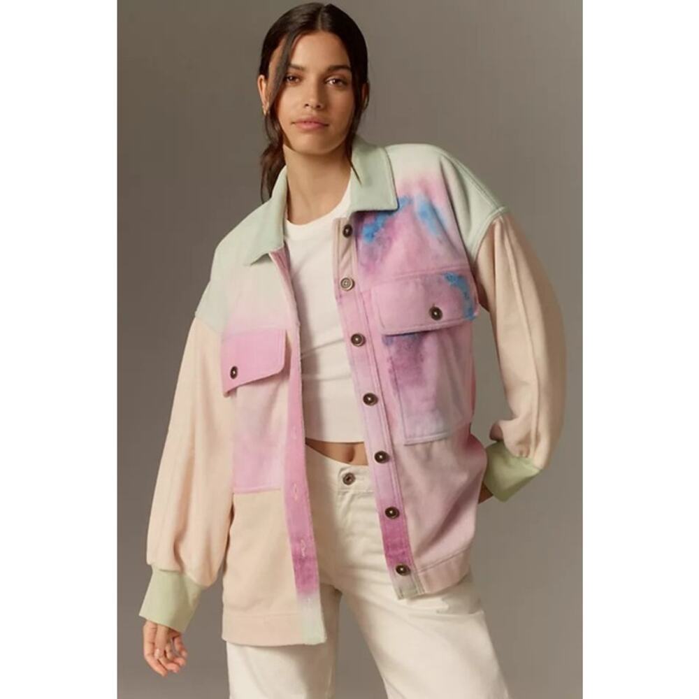 Pilcro Microfleece Jacket XS Tie Dye Button Front Shacket